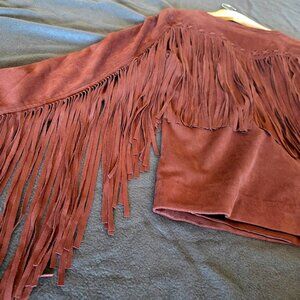 Idyllwind Maranda Lambert Faux Suede Fringe Jacket Rust Brown  Size Large